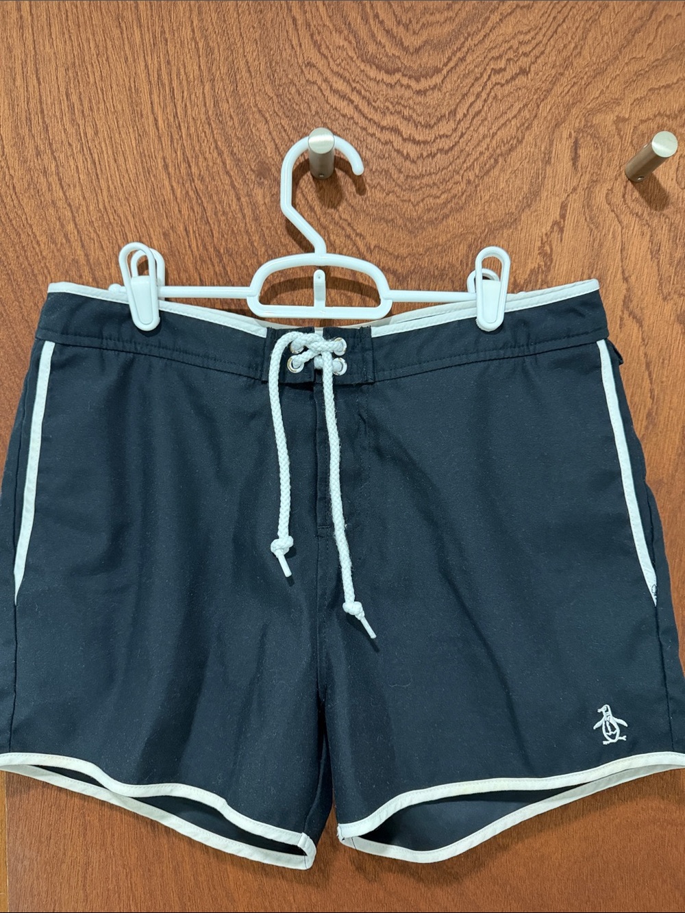 Original Penguin Black Swim Trunks with White Trim Men’s 30”